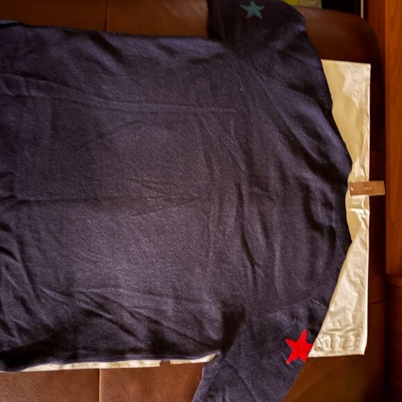 J.Crew Womans Sweater Sz XL Navy Multicolo Star Hear Cashmere Crewneck Sweater - Picture 4 of 7